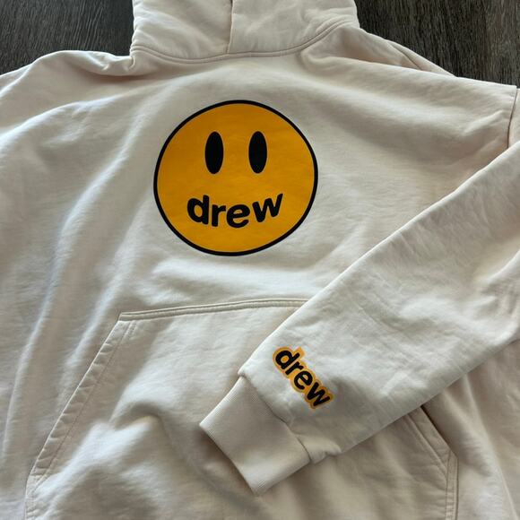 Authentic‎ EUC Drew House Mascot Hoodie Chalk White Smiley Face Logo M Pullover - Picture 10 of 14